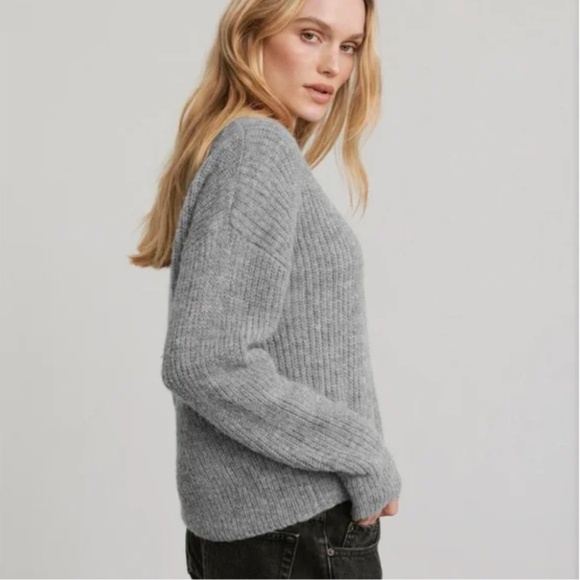 Jenni Kayne Hayes Crewneck Sweater Cardigan Grey Alpaca Wool Size Small S - Picture 2 of 13